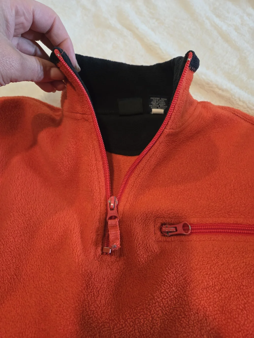 GAP Boy's Bright Orange Quarter-Zip Fleece with Black Trim